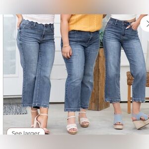 Judy Blue Live Laugh Love High-Rise Crop Wide Leg Denim